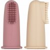 Petite&Mars Take&Match 0m+ detská zubná kefka na prst s puzdrom Rose&Sand 2 ks