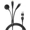 Connect IT Wirez Dátový kábel 6v1, 1x USB-C 1x Lightning 1x Watch charger 1.25 m - čierna