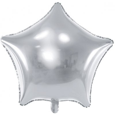 PartyDeco Fóliový balón Hviezda strieborná 48 cm