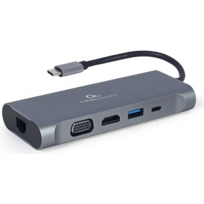 Gembird USB-C 7v1 multiport USB 3.0 + HDMI + VGA + PD + čtečka karet + stereo audio A-CM-COMBO7-01