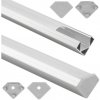 ECOLIGHT Rohový profil pre LED pásky, 2m, elox + opálové tienidlo + 2x krytky