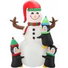 Nafukovací Snehuliak s Tučniakmi LED 190 cm IP44 Samonafukovací