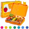 Klarstein junior Lunchbox, 6 priehradiek, 21,3 x 15 x 4,5 cm (Š x V x H), bez BPA (SMF2-jnrorngforest)