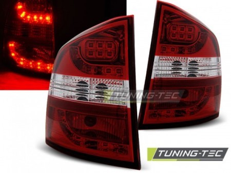 TUNING-TEC Zadné svetlá diódové, ŠKODA OCTAVIA II KOMBI, 2004-2012, ČERVENÁ BIELY LED