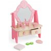 Bigjigs Toys Drevený kozmetický stolík ružový