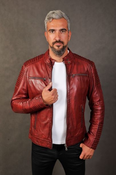 Max Original Leather pánska kožená bunda Jerome thunder red