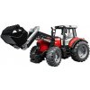 Bruder 2046 Massey Ferguson 7480 s nakladačom a prívesom na drevo