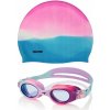 Plavecké okuliare pre mládež Aqua-sport set rainbow plavecký set okuliare + čiapka