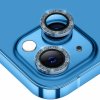 ENKAY sklá s trblietavými rámčekmi na ochranu šošoviek zadného fotoaparátu pre iPhone 14 / 14 Plus - modrá - možnosť vrátiť tovar ZADARMO do 30tich dní