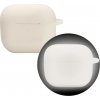 AppleMix Puzdro pre Apple AirPods 4 - karabína + pútko - silikónové - svietiace v tme - biele