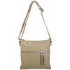 SANDRA dámska crossbody koženková kabelka tmavo béžová