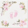 Airlaid servítky Baby Feet light pink 40x40cm