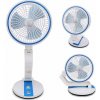 Bezdrôtový skladací ventilátor s LED lampou modrý