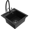 Mexen Vito, 1-komorový granitový drez 520x490x210 mm, drezová batéria Duo, čierna, 6503-77-671701-07-B