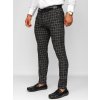 Čierne pánske látkové chino nohavice s károvaným vzorom Bolf 0035
