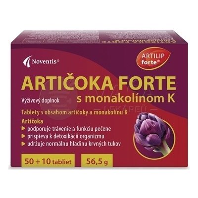 Noventis Artičoka Forte s monakolínom K 60 tabliet (50+10 zadarmo)