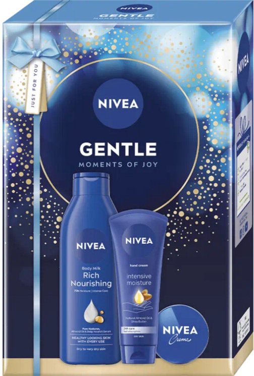 Nivea Gentle telové mlieko 250 ml + krém na ruky 100 ml + creme 30 ml