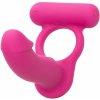 CalExotics Silicone Rechargeable Double Diver, erekčný krúžok s dildom na dvojitú penetráciu