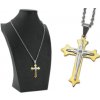 CITY STORM Oceľová retiazka s veľkým príveskom kríž v zlato-striebornej kombinácií + pri tomto produkte si môžete zvoliť dĺžku retiazky