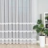 Biela tylová záclona LADA s pruhovaným vzorom a trblietkami Výška: A 100 - 137, Šírka pred nariasením: 210