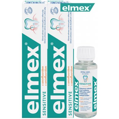 Elmex SENSITIVE ZUBNÁ PASTA DUOPACK 2x75 ml + sensitive ústna voda 100 ml 1x1 set