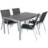 Rauman Záhradná zostava Lucio, obdĺžnik - 4 miesta, čierna / sivá