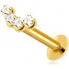 Šperky eshop - Piercing do pery a brady zo 14K žltého zlata - tvar oblúčika zo štyroch čírych zirkónikov S2GG206.61
