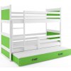 BMS GROUP Patrová postel s přistýlkou RICO 3 90x200 cm, bílá/zelená (Volba matrace: Pěnová matrace)