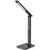 IMMAX LED stolní lampička Kingfisher/ Qi nabíjení/ 8,5W/ 400lm/ 12V/2,5A/ 3 barvy světla/ sklápěcí rameno/ černá (08965L)