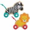 Fisher Price Drevené postrkovacie zvieratká lev a zebra