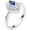 Šperky eshop - Strieborný prsteň 925, modrý zrnkový kamienok, zirkónová elipsa BB12.05 - Veľkosť: 51 mm