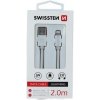 Swissten 71523303 Datový, Textile Usb / Lightning, 2m, stříbrný