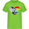 E190 tričko Dúhové srdce Love orchideové zelené