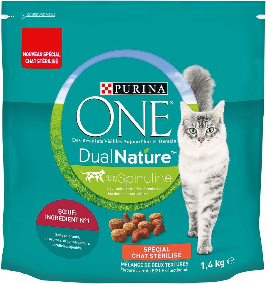 Purina ONE Dual Nature Sterilized losos so spirulinou 1,4 kg