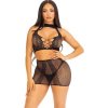 Leg Avenue - Black Open Lace Top & Skirt