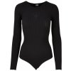 Ladies Rib Knit Longsleeve Body - black XS