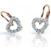 Danfil dievčenské náušnice srdiečka C2157 zo ružového zlata arctic blue klapka