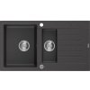 Mexen Matias granitový drez 1,5-komorový s odkvapkávačom 900 x 505 mm, čierny škvrnitý, sifón chróm - 6502901505-76