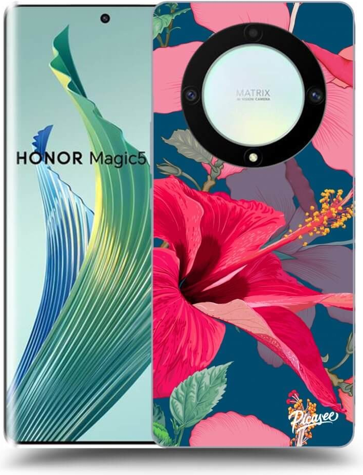 Picasee silikónové Honor Magic5 Lite 5G - Hibiscus čierne