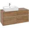 VILLEROY & BOCH Collaro závesná skrinka pod umývadlo na dosku (umývadlo vľavo), 4 zásuvky, s LED osvetlením, 1200 x 500 x 548 mm, Oak Kansas, C129B0RH