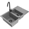 Mexen Gaspar granitový drez 1,5-komorový s odkvapkávačom a kuchynskou batériou Telma, sivý - 6507-71-670200-70-B