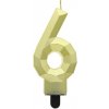 Tortové sviečky -metalická zlatá 6 (7,6cm)