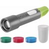EMOS LED + COB LED nabíjacie kovové svietidlo s fokusom a farebnými difúzormi P3118 1450000450