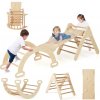 Costway Montessori Piklerové trojuholník s hojdačkou a šmykľavkou Natural