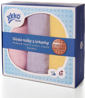 KIKKO Osušky z biobavlny XKKO Organic 90 x 100 Staré časy Pastels For Girls