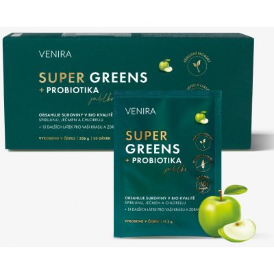 VENIRA super greens + probiotiká, jablko, 30 sáčkov jablko, 30 sáčkov, 336 g