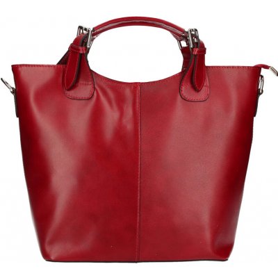 Veľká kožená dámska shopper kabelka červená