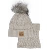 Pletený set - čiapka s brmbolcom a tunel 42-440 svetlosivá-ihneď