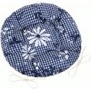 Bellatex Dita okrúhly prešívaný 62/410 modrá kostička s květem 40 cm