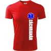 Nápis Záchranár + hviezda - Pánske tričko Fantasy športové - M ( Červená )
